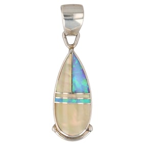 Cathy Webster Navajo Sterling Multi Stone Inlay Pendant
