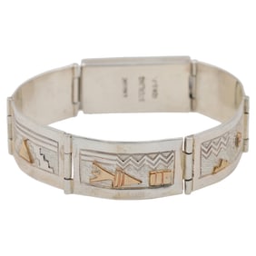 Alonzo Mariano Navajo Sterling 12K GF Storyteller Bracelet