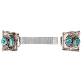 Signed Navajo Sterling Turquoise Watch Nibs