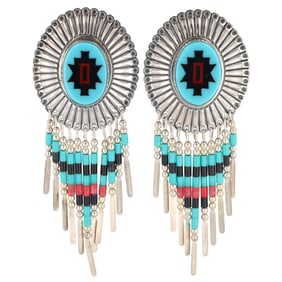 Quoc Trading Post Sterling Multi Stone Dangle Earrings