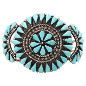 Andrea Pinto Zuni Sterling Petit Point Turquoise Cuff Bracelet