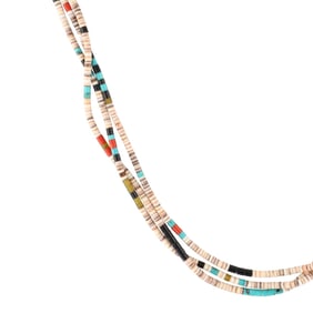 Santo Domingo Multi Stone Heishi Bead Necklace