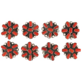 Stunning Darlene Thomas Navajo Sterling Coral Button Covers