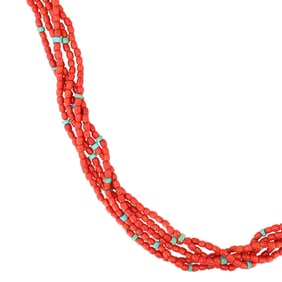 Old Santo Domingo Multi Stone 5 Strand Handmade Necklace