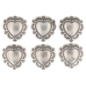 Vintage Navajo Stamped Heart Sterling Button Covers