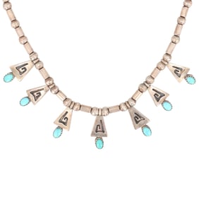 Benson Sam Navajo Sterling Turquoise Necklace