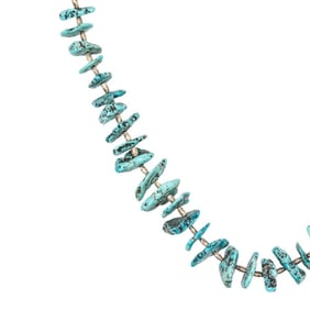 Southwestern Sterling Shell Chunk Turquoise Necklace