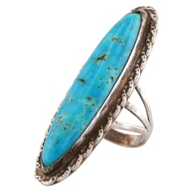 Vintage Navajo Sterling Turquoise Ring Sz. 7.25