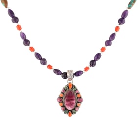 Dean Sandoval Jr. Navajo Multi Stone Handmade Necklace