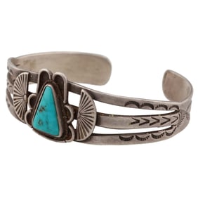 Fred Harvey Era Navajo Sterling Turquoise Cuff Bracelet