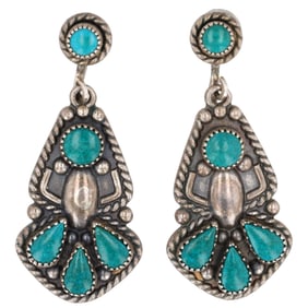 Navajo Sterling Turquoise Screw Back Earrings