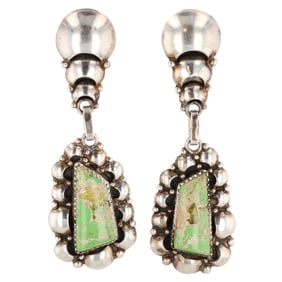 Clem Nalwood Navajo Sterling Gaspeite Earrings