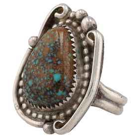 Vintage Navajo Sterling Pilot Mountain Turquoise Ring Sz. 5