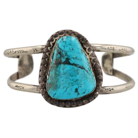Vintage Navajo Sterling Turquoise Cuff Bracelet