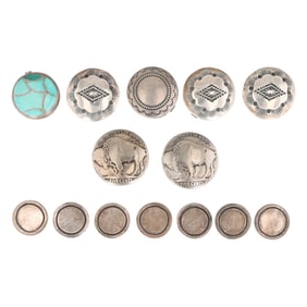 Southwest Silver Buttons & Button Covers Lot