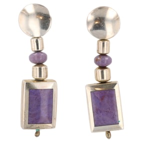 Christin Wolf Sterling Charoite Drop Earrings