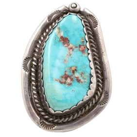 Vintage Navajo Sterling Turquoise Ring Sz. 8.25