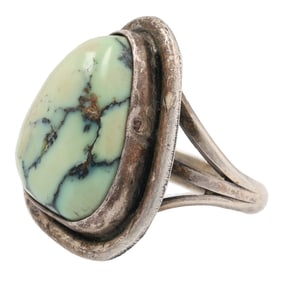 Vintage Navajo Sterling Variscite Ring Sz. 6.75