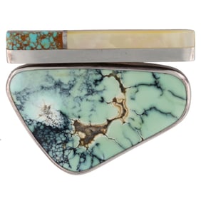 Marvin Slim Navajo Multi Stone Sterling Pendant