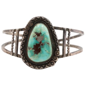 Vintage Navajo Sterling Turquoise Cuff Bracelet