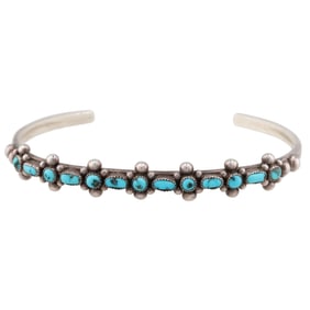 Vintage Navajo Sterling Turquoise Cuff Bracelet
