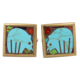 Shows Studios Shop Bronze Multi Stone Bear Inlay Cufflinks