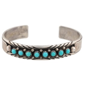 Marcella James Navajo Sterling Turquoise Cuff Bracelet