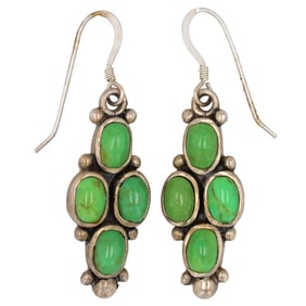 Signed Navajo Sterling Gaspeite Earrings