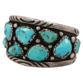 Vintage Navajo Sterling Turquoise Cuff Bracelet