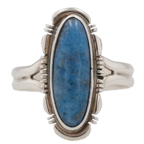 Signed Navajo Sterling Denim Lapis Ring Sz. 9