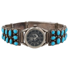 Wilford Nez Navajo Sterling Turquoise Watch