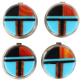 Navajo Multi Stone Inlay Button Covers