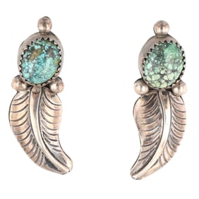 Daniel Martinez Navajo Sterling Turquoise Leaf Earrings