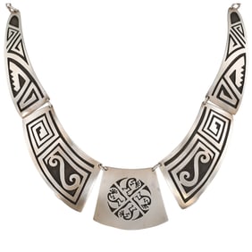 Chuck Lyndsay Hopi Sterling Kokopelli Overlay Necklace