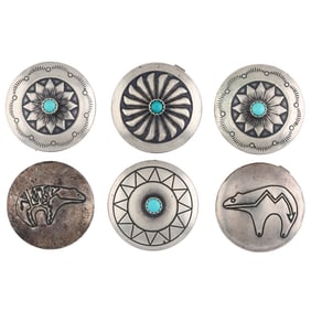 Vintage Navajo Sterling Snake Eye Turquoise Button Covers