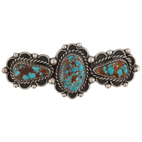 Dorothy Secatero Navajo Sterling No. 8 Turquoise Brooch