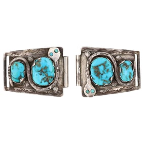 Effie Calavaza Zuni Sterling Turquoise Watch Nibs