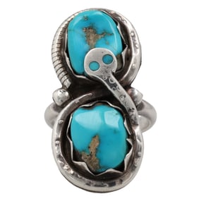 Effie Calavaza Zuni Sterling Turquoise Ring Sz. 6.75