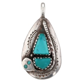 Effie Calavaza Zuni Sterling Turquoise Pendant