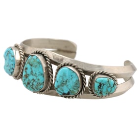 Norman Lee Navajo Sterling Turquoise Cuff Bracelet