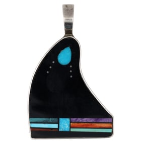Jimmy Royer Navajo Sterling Multi Stone Inlay Pendant