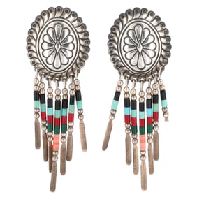 Quoc Trading Post Sterling Multi Stone Dangle Earrings