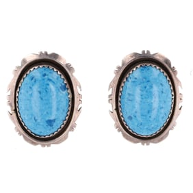 Benjamin Piaso Jr. Navajo Sterling Denim Lapis Stud Earrings
