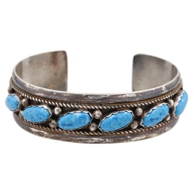 Ray Begay Navajo Sterling Denim Lapis Cuff Bracelet
