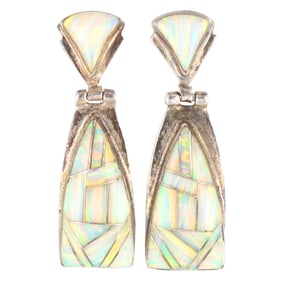 Reynetsa Leland Zuni Sterling Opal Drop Stud Earrings
