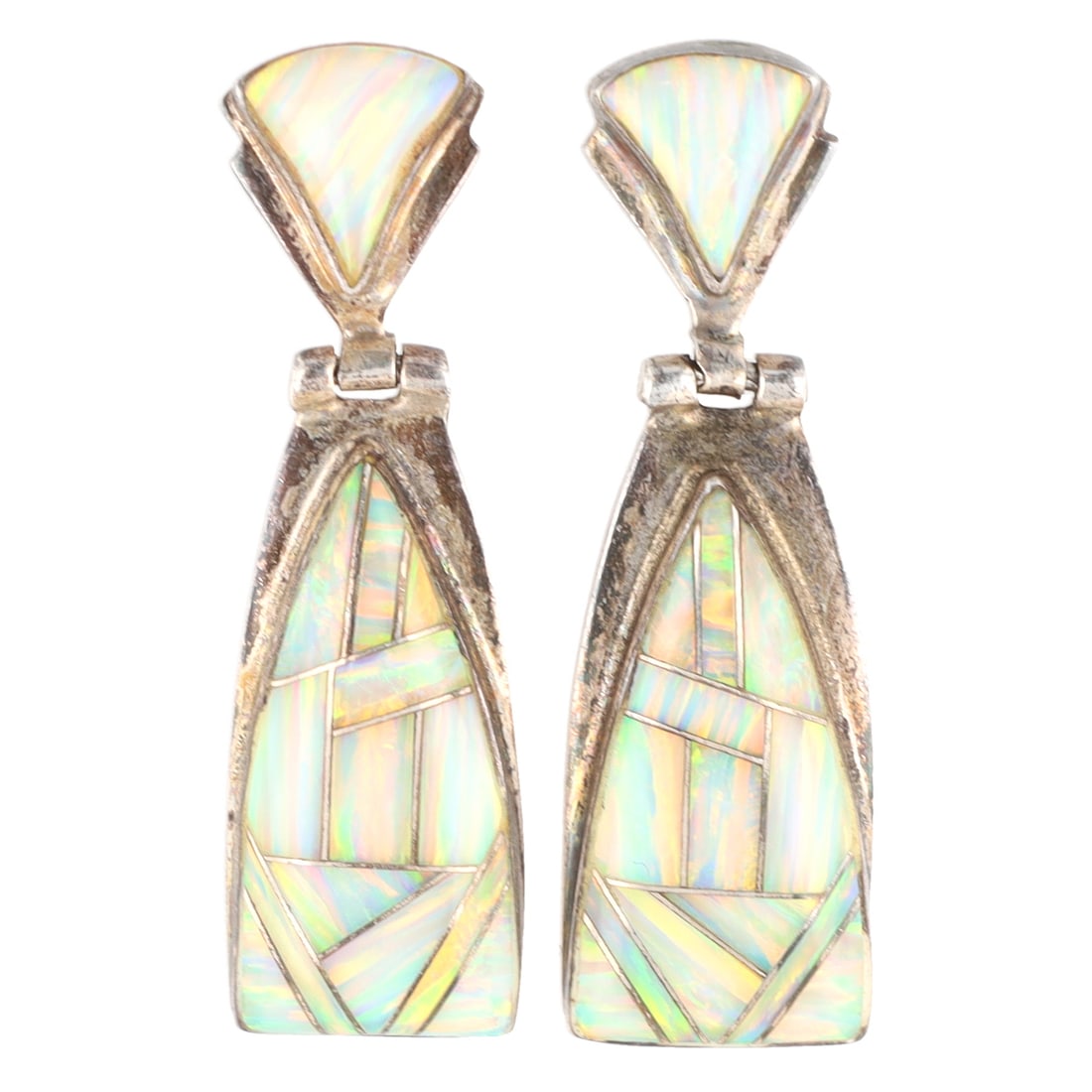 Reynetsa Leland Zuni Sterling Opal Drop Stud Earrings (1 of 4)