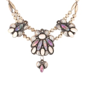 Billy Slim Navajo Sterling Multi Stone Station Necklace
