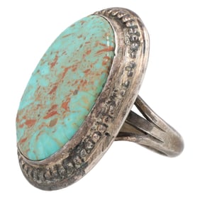 Vintage Navajo Sterling Turquoise Ring Sz. 10