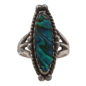 Maisels Trading Post Sterling Abalone Ring Sz. 8