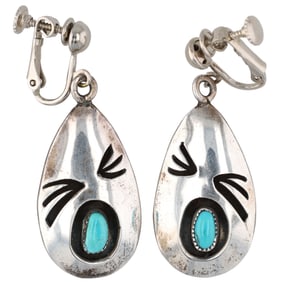 Navajo Sterling Shadow Box Turquoise Earrings